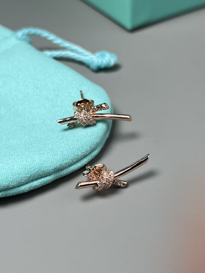 [Eterna Jewels]KNOT EARRINGS PINK GOLD DIAMOND
