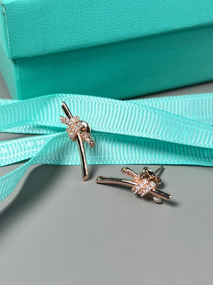 [Eterna Jewels]KNOT EARRINGS PINK GOLD DIAMOND