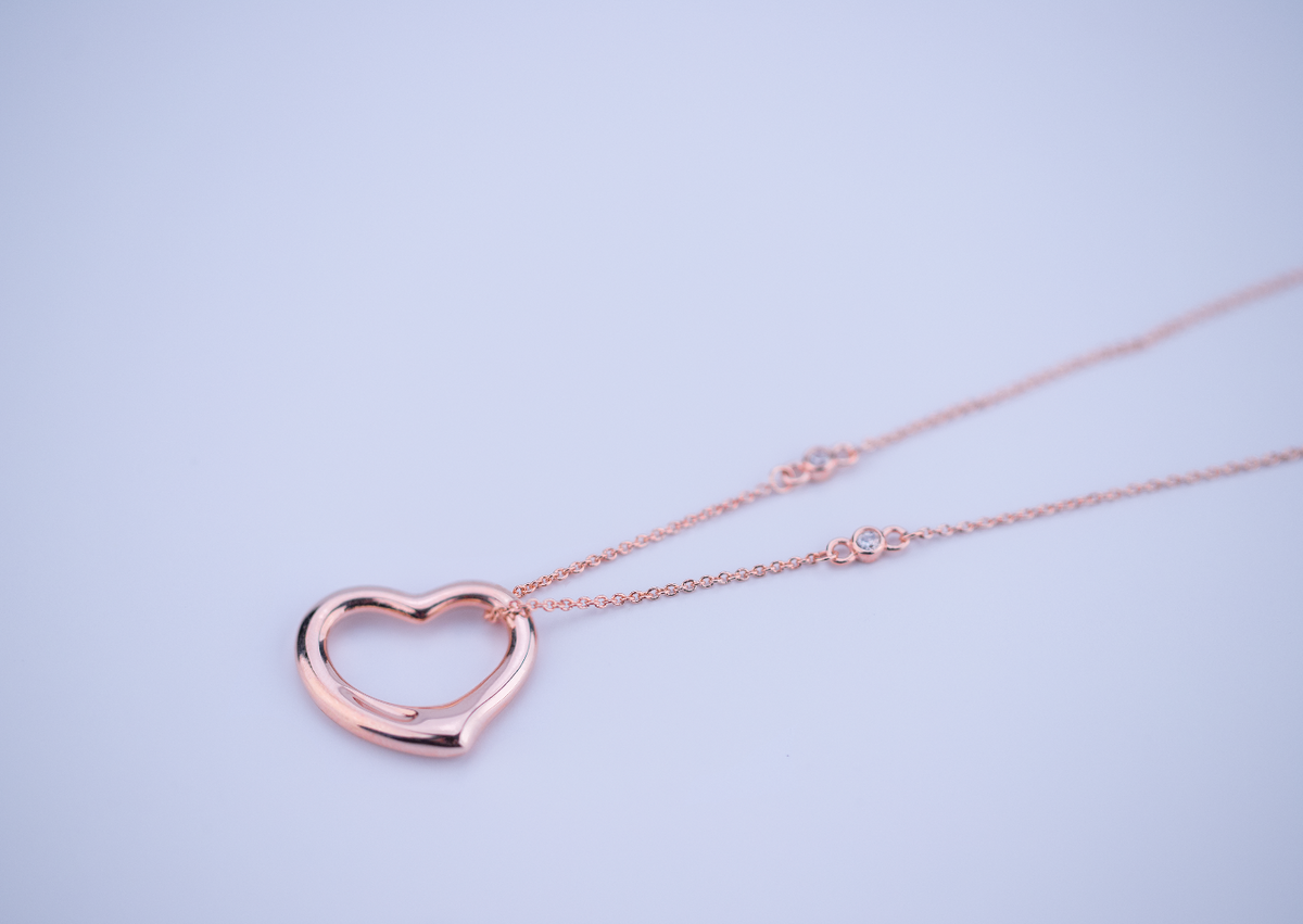 [Eterna Jewels]OPEN HEART PEDANT PINK GOLD NECKLACE
