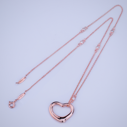 [Eterna Jewels]OPEN HEART PEDANT PINK GOLD NECKLACE