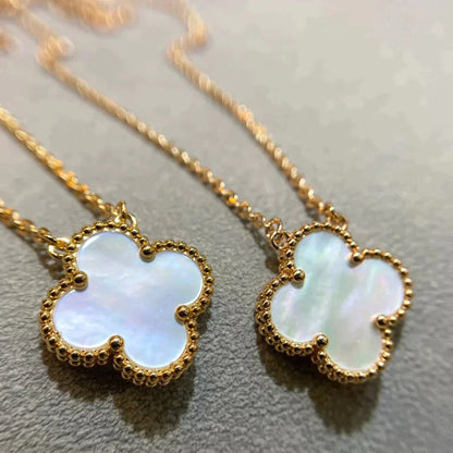 [Eterna Jewels]CLOVER 15MM WHITE MOTHER-OF-PEARL GOLD NECKLACE