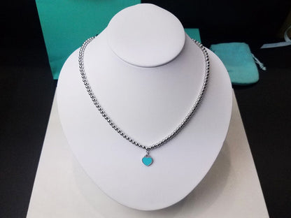 [Eterna Jewels]HEART PEDANT SILVER BALL CHAIN NECKLACE