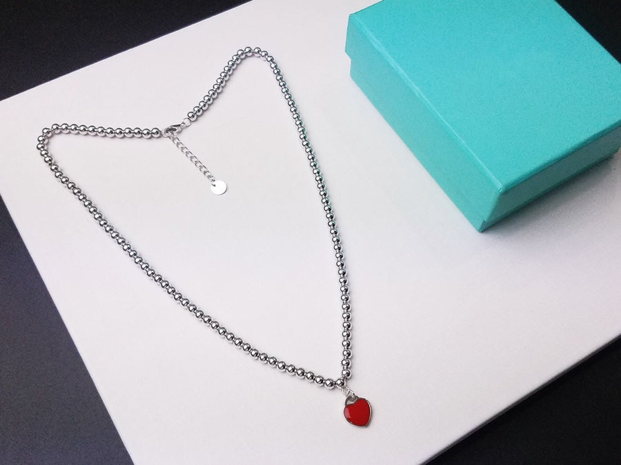 [Eterna Jewels]HEART PEDANT SILVER BALL CHAIN NECKLACE
