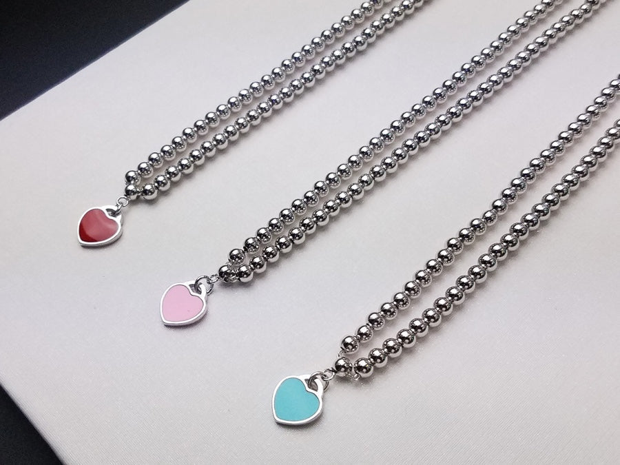 [Eterna Jewels]HEART PEDANT SILVER BALL CHAIN NECKLACE