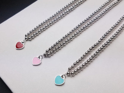 [Eterna Jewels]HEART PEDANT SILVER BALL CHAIN NECKLACE
