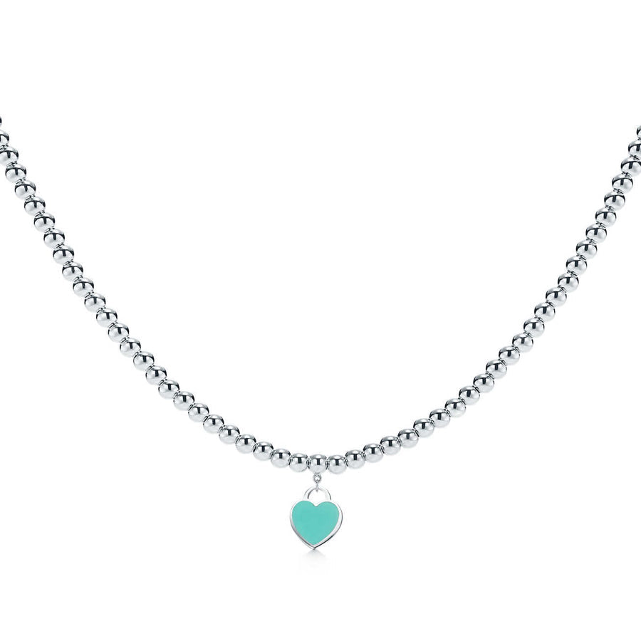 [Eterna Jewels]HEART PEDANT SILVER BALL CHAIN NECKLACE