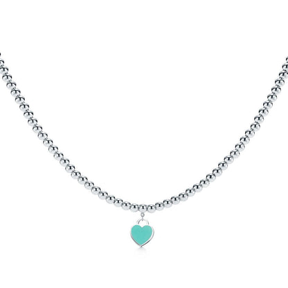 [Eterna Jewels]HEART PEDANT SILVER BALL CHAIN NECKLACE