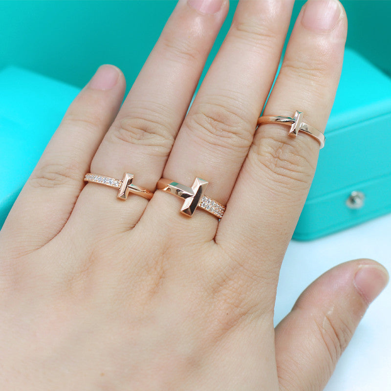 [Eterna Jewels]T1 NARROW DIAMOND PINK GOLD RING