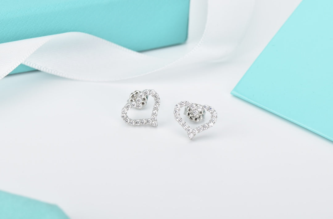 [Eterna Jewels]OPEN HEART STUD DIAMOND EARRINGS