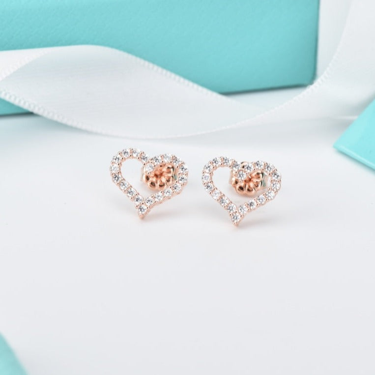 [Eterna Jewels]OPEN HEART STUD DIAMOND EARRINGS