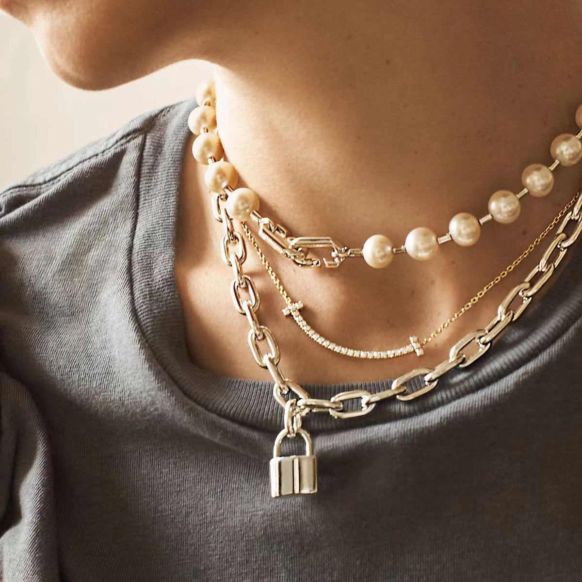 [Eterna Jewels]HARDWEAR PEARL WRAP NECKLACE