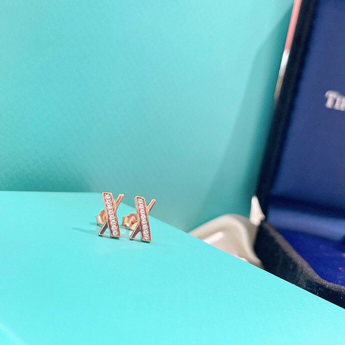 [Eterna Jewels]X EARRINGS ROSE GOLD DIAMONDS