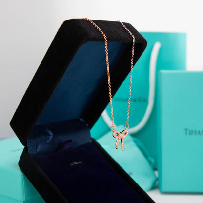 [Eterna Jewels]RIBBON NECKLACE BOW PENDANT DIAMOND CHARM CHAIN