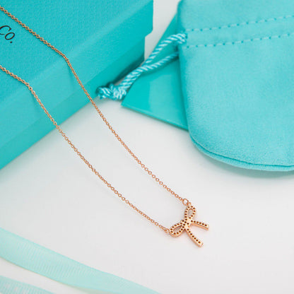 [Eterna Jewels]RIBBON NECKLACE BOW PENDANT DIAMOND CHARM CHAIN