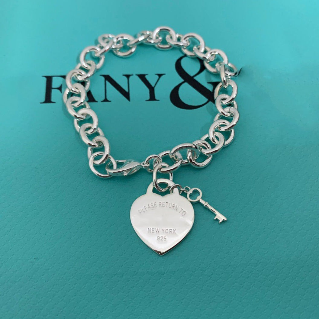 [Eterna Jewels]KEY HEART CARD CHUNKY INTERLOCKING BRACELET LENGTH