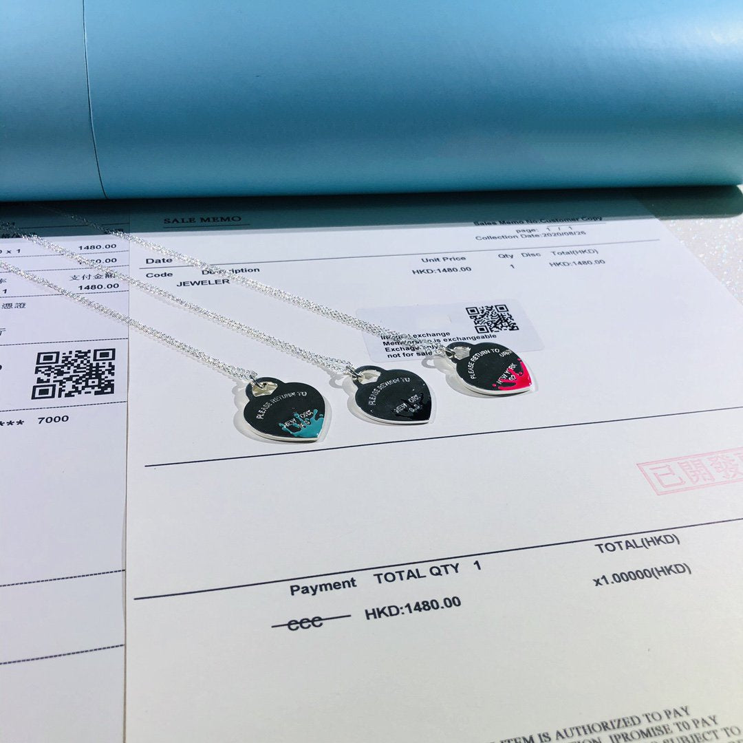 [Eterna Jewels]COLOUR HEART SPLASH TAG NECKLACE