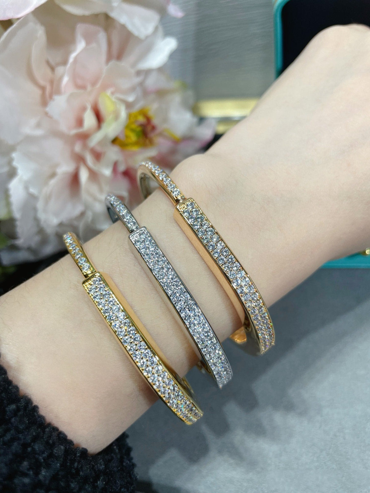 [Eterna Jewels]LOCK BRACELET DIAMOND PAVED
