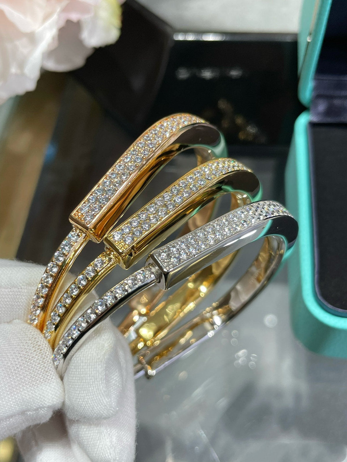 [Eterna Jewels]LOCK BRACELET DIAMOND PAVED