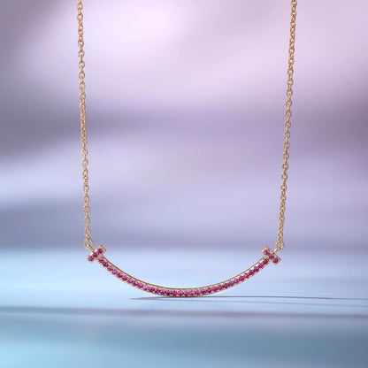 [Eterna Jewels]BIG SMILE PEDANT PINK DIAMOND NECKLACE