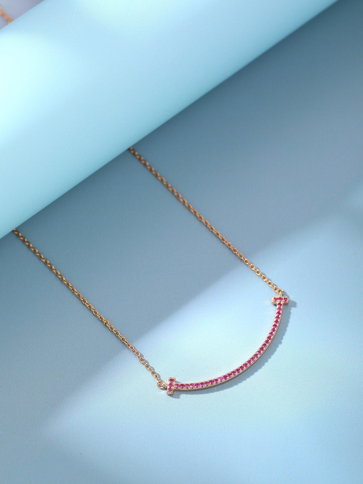 [Eterna Jewels]BIG SMILE PEDANT PINK DIAMOND NECKLACE