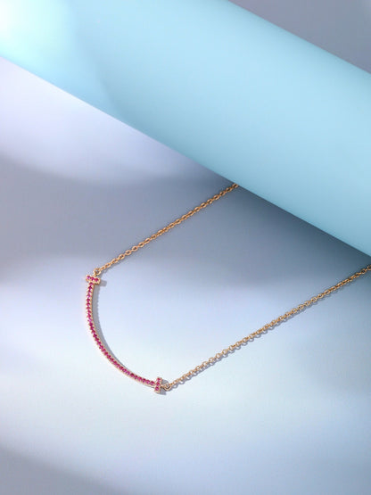 [Eterna Jewels]BIG SMILE PEDANT PINK DIAMOND NECKLACE