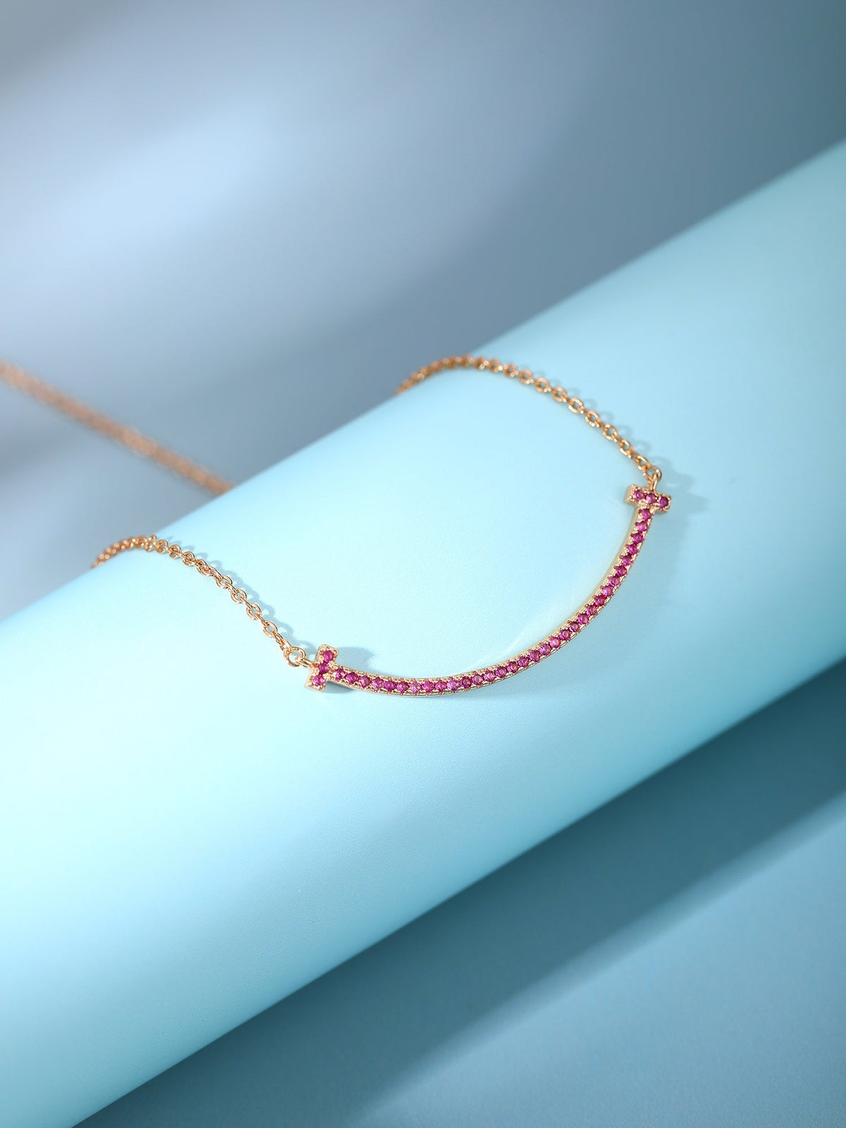 [Eterna Jewels]BIG SMILE PEDANT PINK DIAMOND NECKLACE