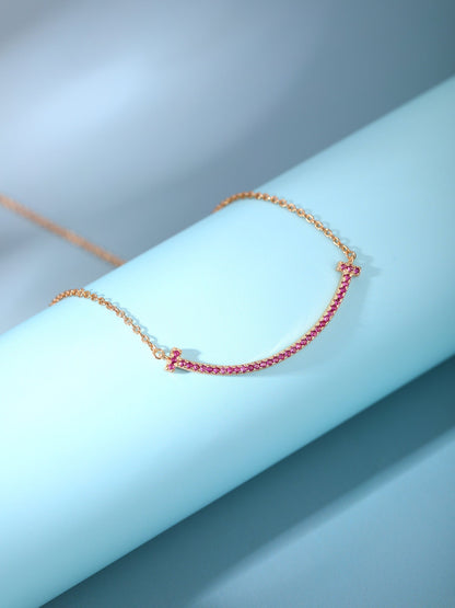[Eterna Jewels]BIG SMILE PEDANT PINK DIAMOND NECKLACE