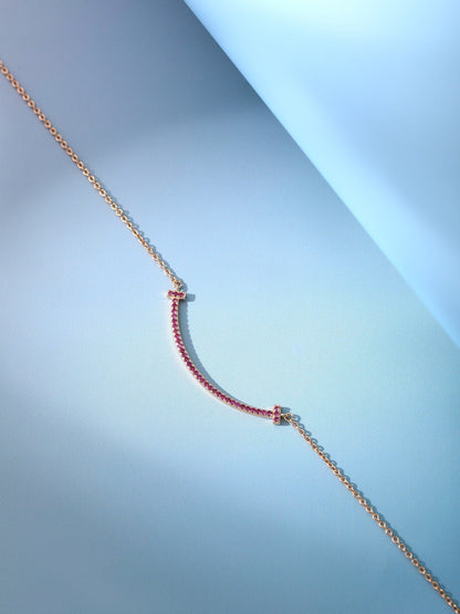 [Eterna Jewels]BIG SMILE PEDANT PINK DIAMOND NECKLACE