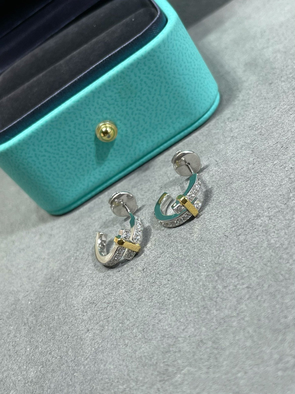 [Eterna Jewels]EDGE DIAMOND PINK GOLD EARRINGS