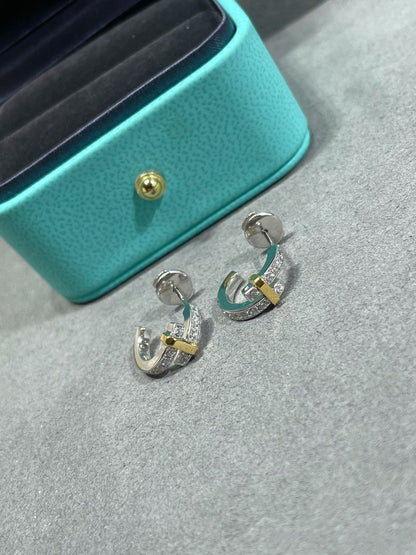 [Eterna Jewels]EDGE DIAMOND PINK GOLD EARRINGS