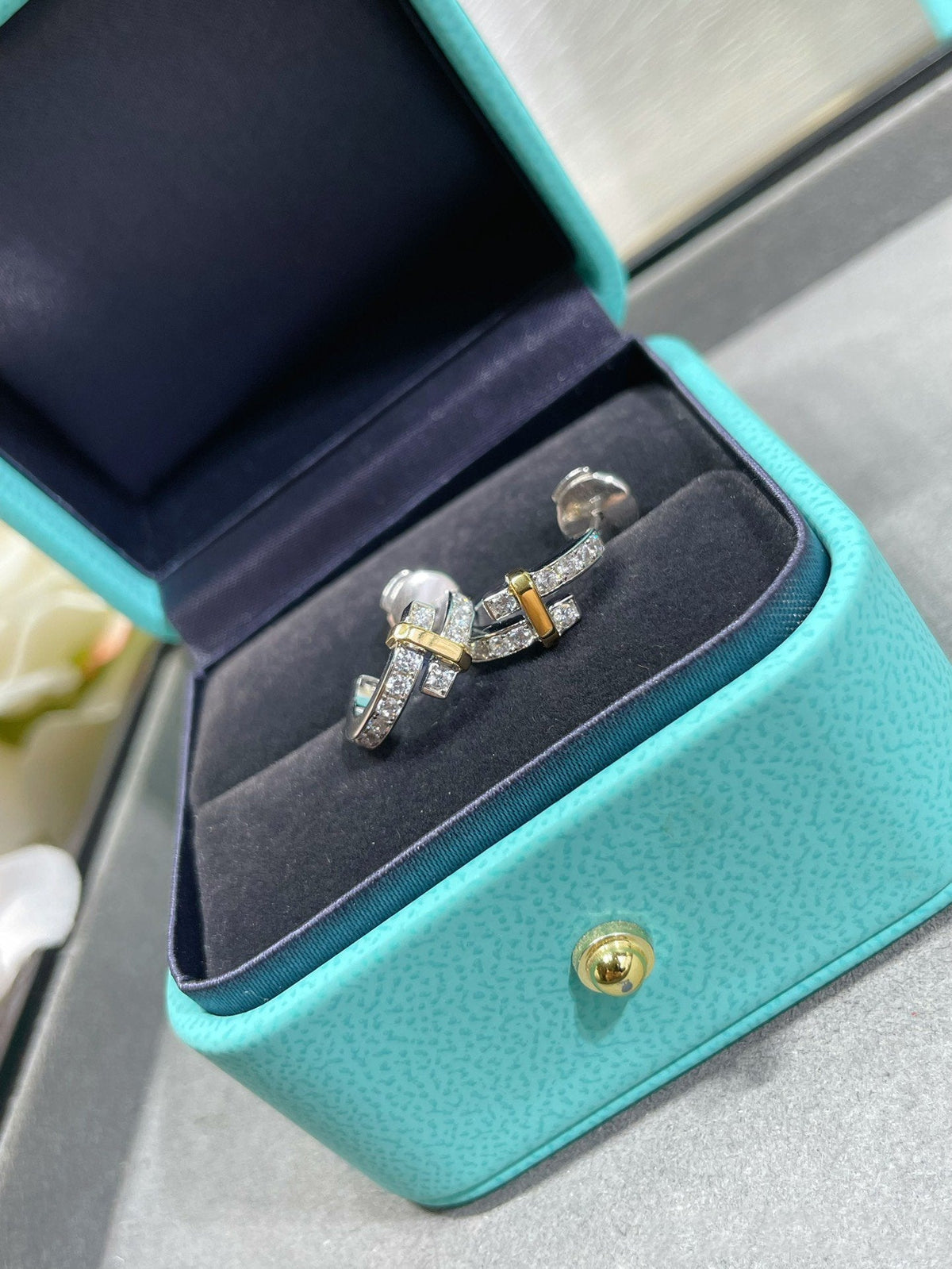 [Eterna Jewels]EDGE DIAMOND PINK GOLD EARRINGS