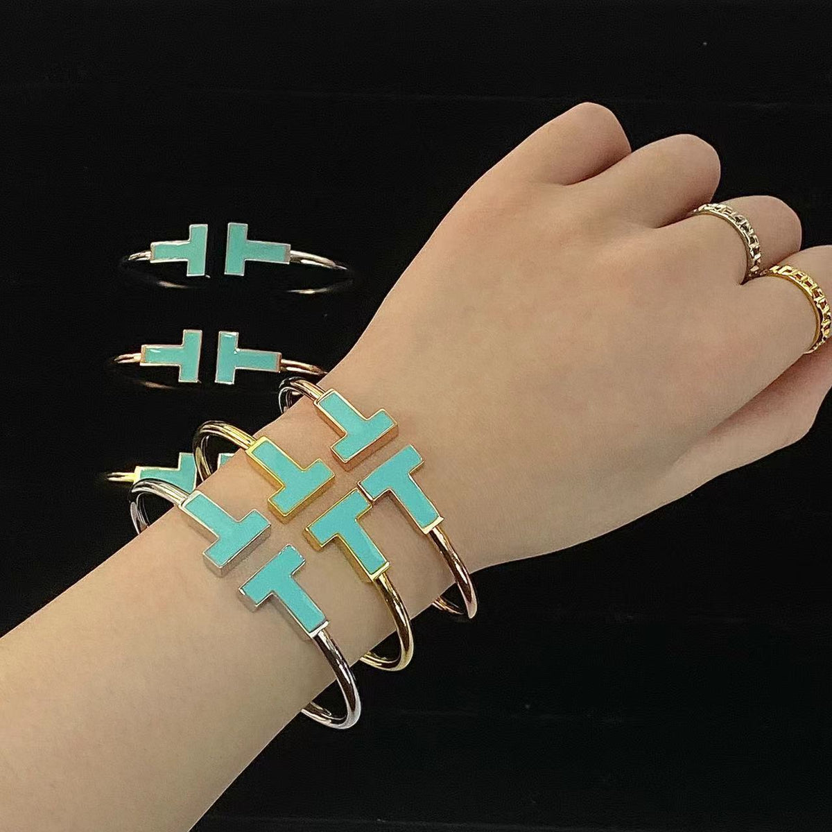 [Eterna Jewels]T WIDE TURQUOISE OPEN BRACELET