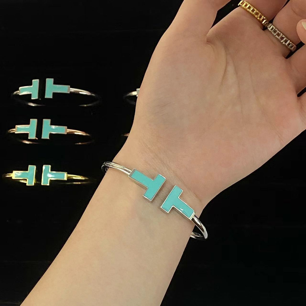 [Eterna Jewels]T WIDE TURQUOISE OPEN BRACELET