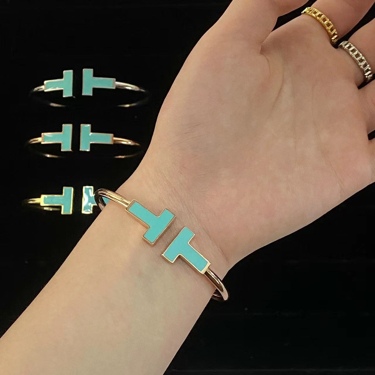 [Eterna Jewels]T WIDE TURQUOISE OPEN BRACELET
