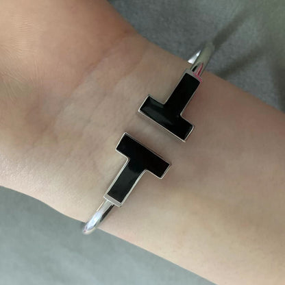 [Eterna Jewels]T WIDE ONYX OPEN BRACELET
