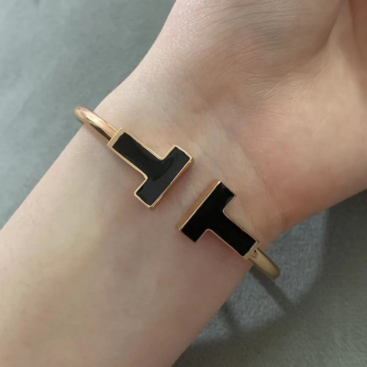 [Eterna Jewels]T WIDE ONYX OPEN BRACELET