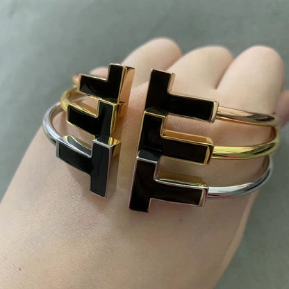 [Eterna Jewels]T WIDE ONYX OPEN BRACELET