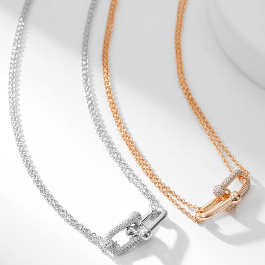 [Eterna Jewels]HARDWEAR DIAMOND PEDANT DOUBLE CHAIN NECKLACE