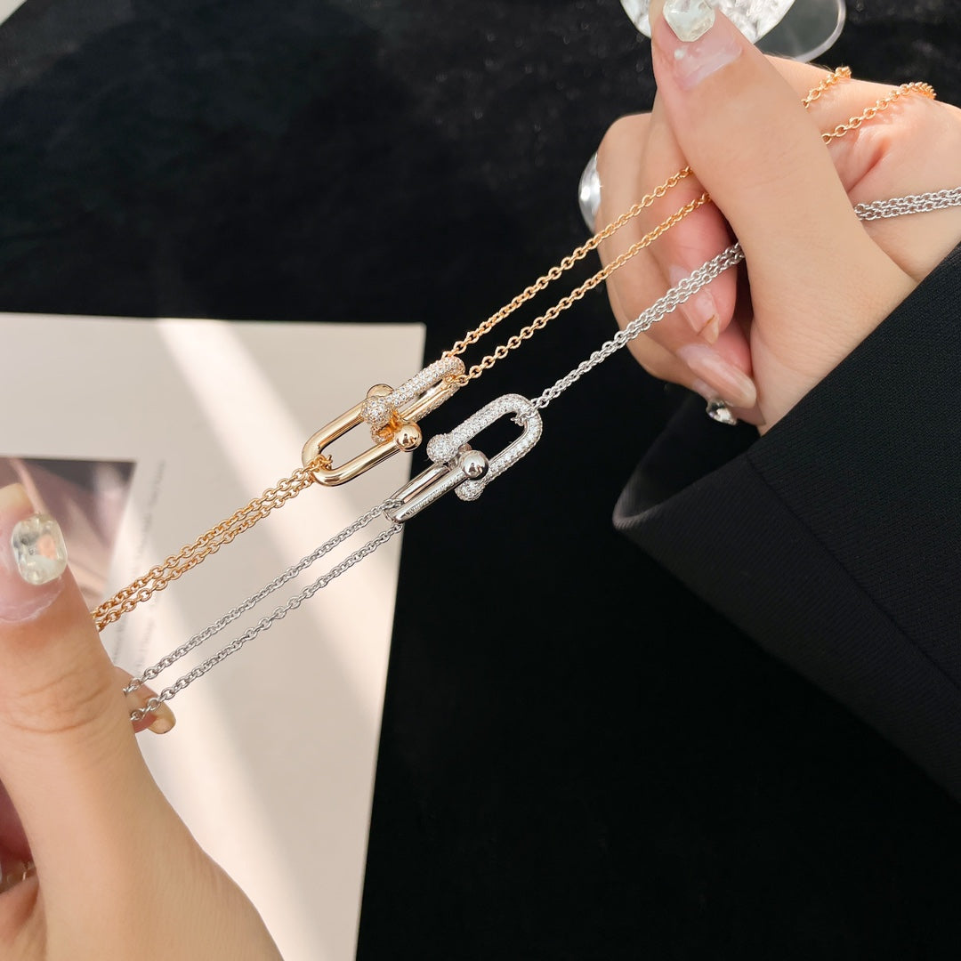 [Eterna Jewels]HARDWEAR DIAMOND PEDANT DOUBLE CHAIN NECKLACE