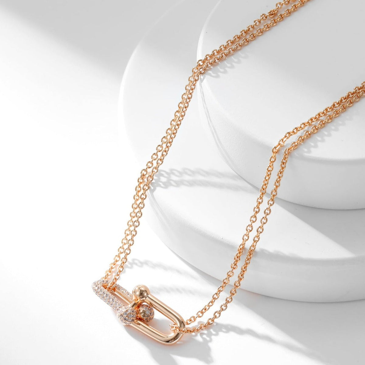 [Eterna Jewels]HARDWEAR DIAMOND PEDANT DOUBLE CHAIN NECKLACE