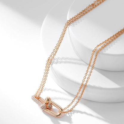 [Eterna Jewels]HARDWEAR DIAMOND PEDANT DOUBLE CHAIN NECKLACE