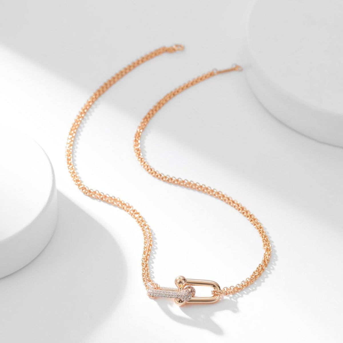 [Eterna Jewels]HARDWEAR DIAMOND PEDANT DOUBLE CHAIN NECKLACE