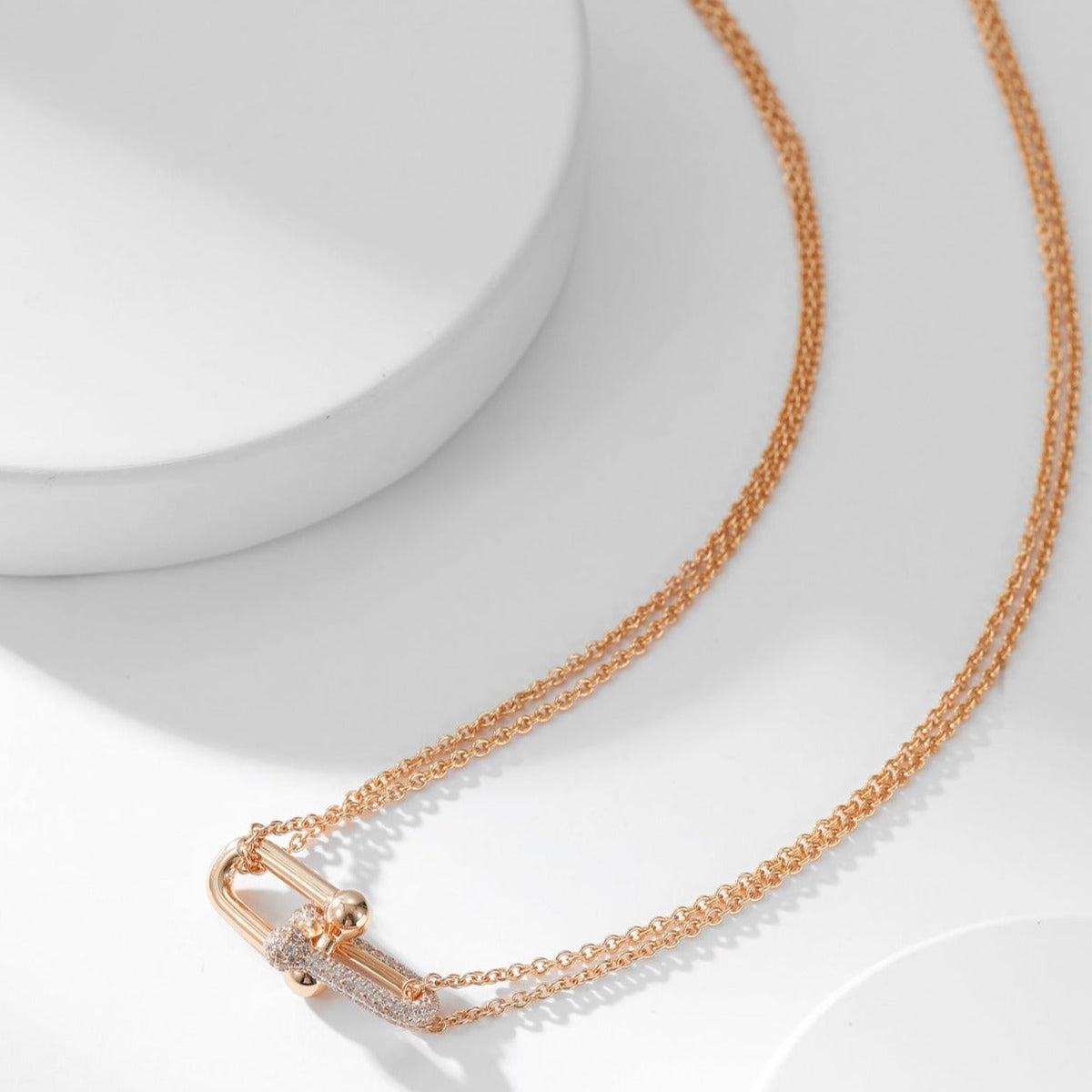 [Eterna Jewels]HARDWEAR DIAMOND PEDANT DOUBLE CHAIN NECKLACE
