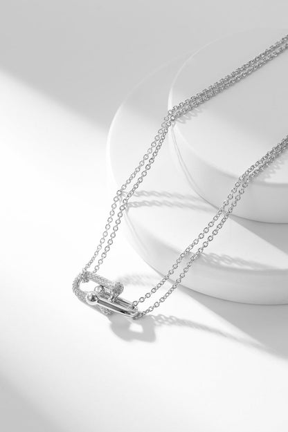 [Eterna Jewels]HARDWEAR DIAMOND PEDANT DOUBLE CHAIN NECKLACE