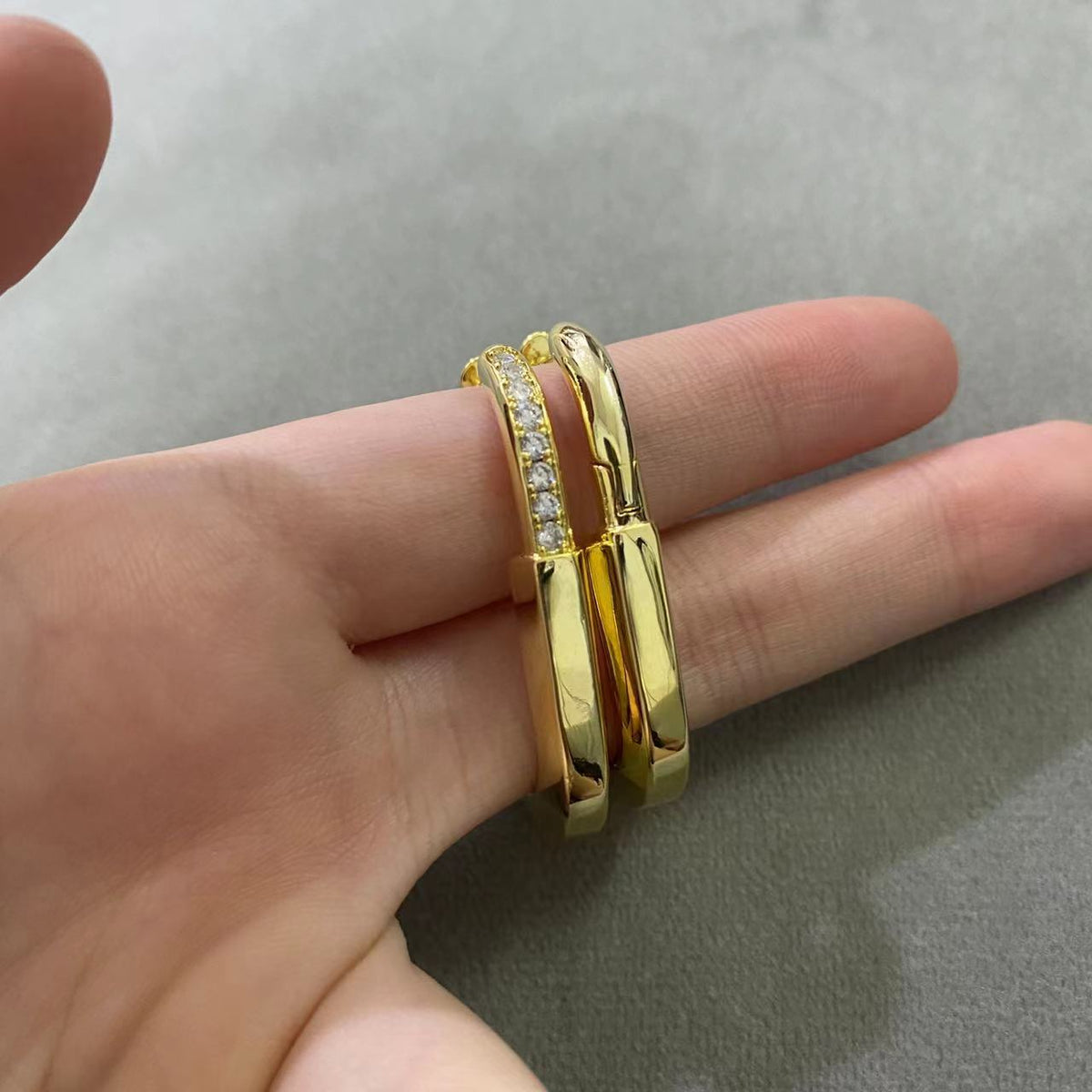 [Eterna Jewels]LOCK MEDIUM DIAMNOND EARRINGS