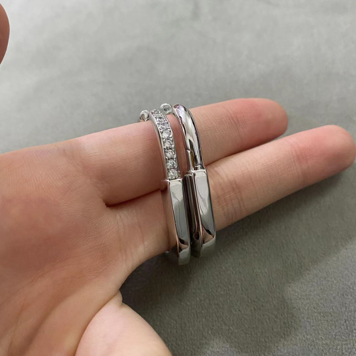 [Eterna Jewels]LOCK MEDIUM DIAMNOND EARRINGS