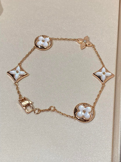 [Eterna Jewels]STAR AND SUN 5 MOTIF MOP PINK GOLD BRACELET