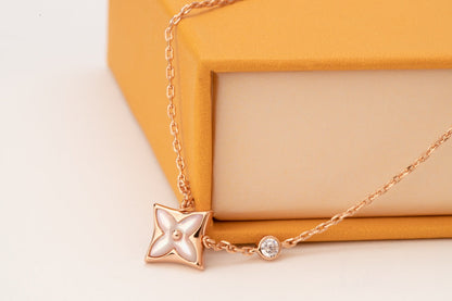 [Eterna Jewels]STAR PINK MOP 1 DIAMOND PINK GOLD NECKLACE