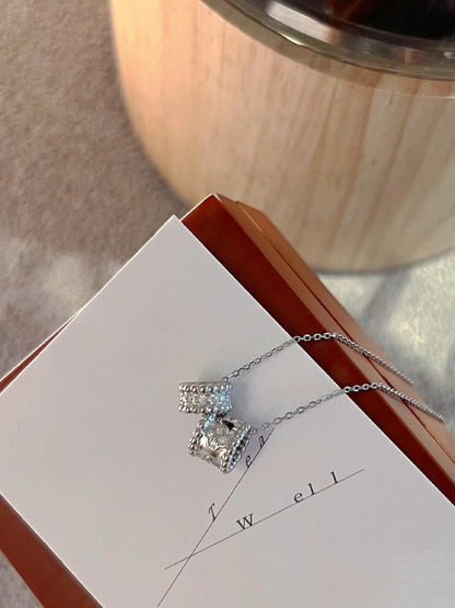 [Eterna Jewels]PERLEE DOUBLE PENDANT SILVER DIAMOND NECKLACE