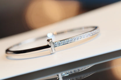 [Eterna Jewels]NARROW T1 HINGED BANGLE DIAMOND SILVER